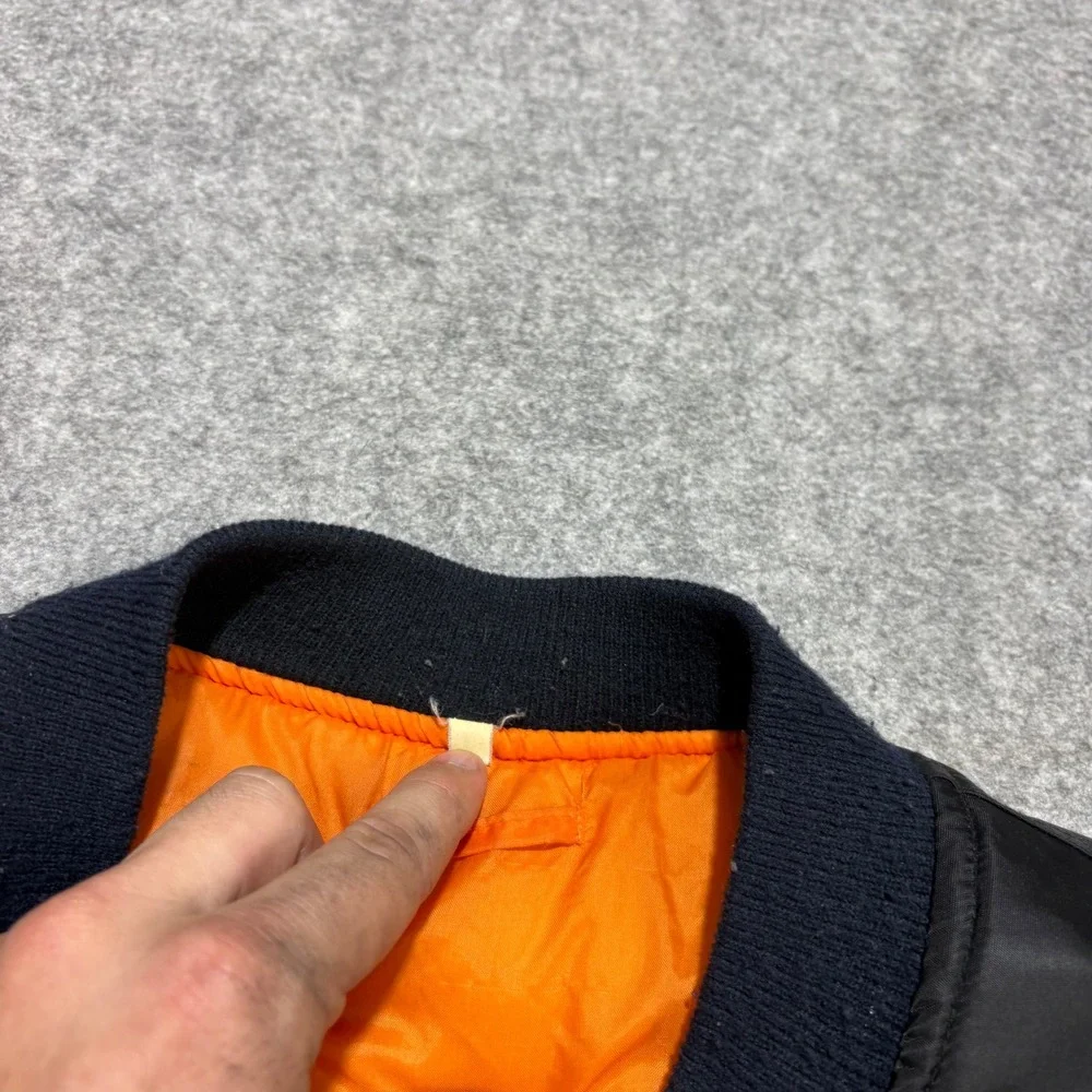Harry Fox & Associates MA-1 Flight Bomber Jacket Black Orange Large MIL-J-8279E